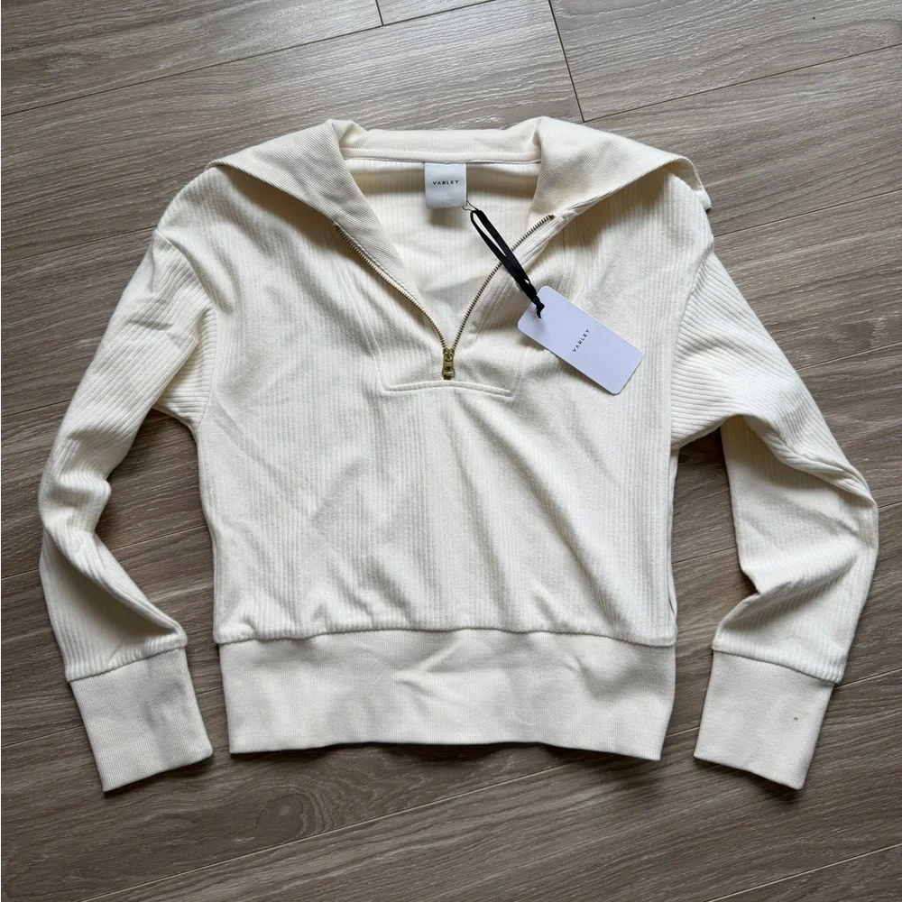 Varley NWT Women’s Maguire Half Zip Sweater Egret Cream Sz XS - Picture 2 of 13